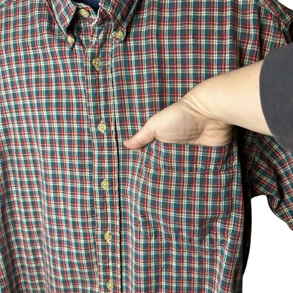 Vintage Pendleton Woolen Mills Mens Button Up Shirt Green Red Plaid Short Sleeve - Picture 3 of 10